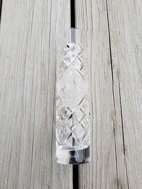 Glass Diamond Cut Deep Etched 8" Bud Vase